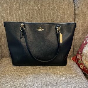 Coach Ava tote. Black pebble with gold hardware.